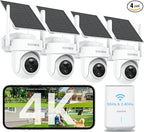 4K Security Cameras Wireless Outdoor, No Subscription, [2025 NEW] Solar-Powered Home Security Camera System with 360° Auto Tracking, Color Night Vision, 64GB Local Storage, 5G & 2.4G WiFi, Easy Setup