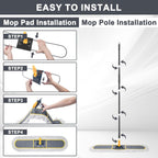 24" Commercial Dust Mop for Floor Cleaning,Heavy Duty Floor Duster Sweeper Broom with 2 Replacement Mop Pads,Large Wet Dry Flat Mops for Hardwood Floors,Marble, Laminate,Tile,Concrete,Garage (Grey)