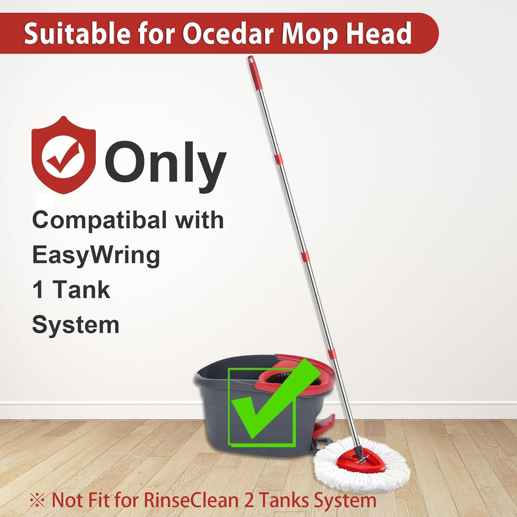 4-Section Spin Mop Replacement Handle- 2.5-5 Foot Mop Replacement Stick Only Compatible with Ocedar Mop Handle EasyWring (Mops Head & Base Not Included)