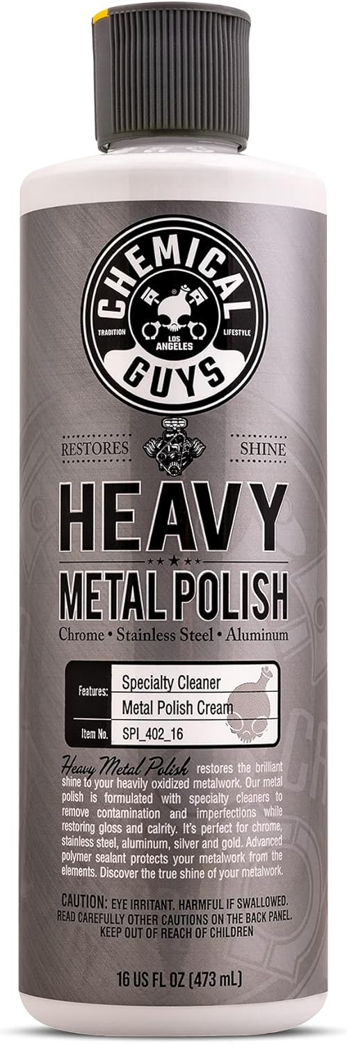 Chemical Guys Heavy Metal Polish Restorer and Protectant - Cleans, Restores, and Protects Chrome, Aluminum, Stainless Steel, and More, Safe for Cars, Trucks, Motorcycles, RVs, and Boats - 16 oz
