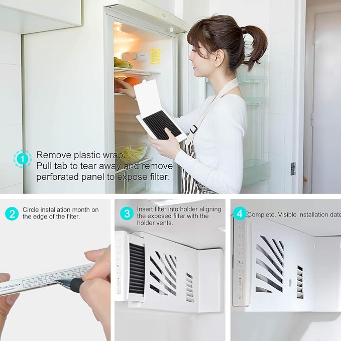 SEISSO Refrigerator Air Filter Replacement, Activated Carbon Filter Compatible with Frigidaire & Electrolux Pure Air Reduce Odors for EAFCBF, PAULTRA, RAF1150 242061001,242047801, 242047804, 12 Pack