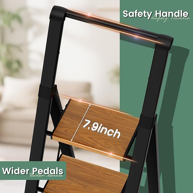 Step Ladder 5 Step Folding Kitchen Step Stool for Adults, Ladders for Home