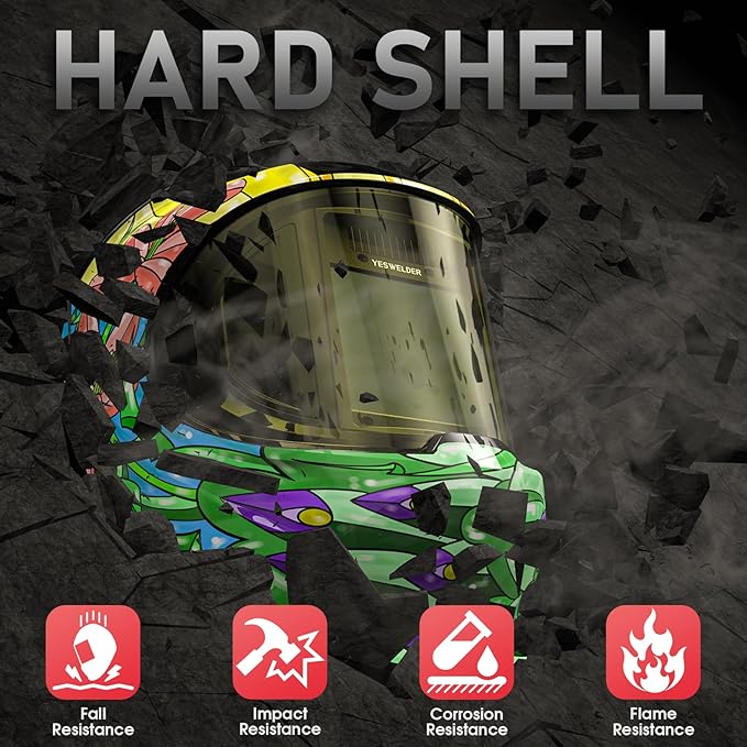 YESWELDER Auto Darkening Welding Helmet with SIDE VIEW, 180° Panoramic View, 1/1/1/1 True Color Solar Powered Welder Hood, Wide Shade 3/5-9/9-13 Welder Mask for TIG MIG ARC CUT and GRIND, LYG-Q800D