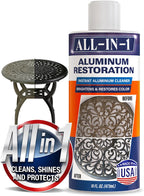 All-In-1 Aluminum Cleaner & Restoration Solution – Made in USA, Restores Faded Patio Furniture, Garage Doors, & Outdoor Fixtures, Aluminum Brightener & Restorer for All Painted Metal Surfaces, 16 OZ