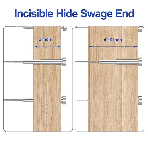 CKE 20 Pairs Invisible Cable Railing Kit, 3/16" Invisible Receiver and Swage Stud End for 2"x2", 4"x4" Wood/Metal Post, T316 Stainless Steel Invisible Deck Stair Cable Railing Hardware Tensioner CR31