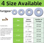 1-1/4" Screw on Furniture Glides Sliders-Furnigear PTFE (Teflon) Chair Leg Movers Sliders for Carpet and Hardwood Surface - Move Your Furniture Easy & Safely - Best Floor Protector (40pack)
