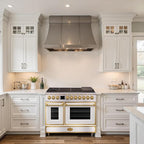 Akicon 48" Professional Custom Style Gas Range with 6.7 Cu. Ft. Oven, 8 Burners, Convection Fan, Cast Iron Grates, Clock and Timer