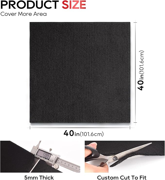 TOPDC Welding Blanket 40x40 Inch, High Temp Resistant Carbon Felt Pad, 5mm Thick Heat Shield Fabric Withstands 2200℉, UL94&MSDS Certified, Flexible&Cuttable for Welding Soldering Grill Firepit