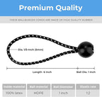 Cartman 90 Pack 6 Inch Ball Bungee Cords Canopy Ties with Elastic String for Canopy, Tarp, Straps, Tent, Black