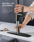 FORIOUS Kitchen Faucets with Pull Down Sprayer, Oil Rubber Brown, High Arc Single Handle Classic Stainless Steel Sink Faucet 1 or 3 Hole, Suitable for Farmhouse Camper Laundry Rv Bar