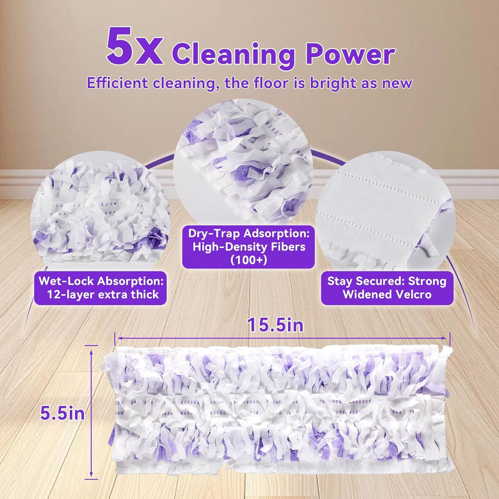 40 Pack Power Mop Pads Refills for Swiffer Power Mop | Heavy-Duty, Disposable Replacement Pads for Floor Cleaning, Multi-Surface & Wood Mopping Pad Refills (Unscented)