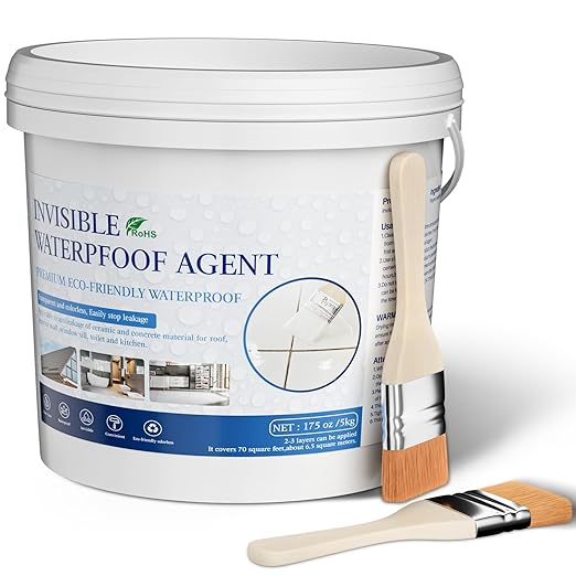 Transparent Waterproof Coating 175 Oz (5 KG), Invisible Waterproof Agent, Water-Based Repairing Leak Water Proof Glue, Indoor & Outdoor Liquid Sealant