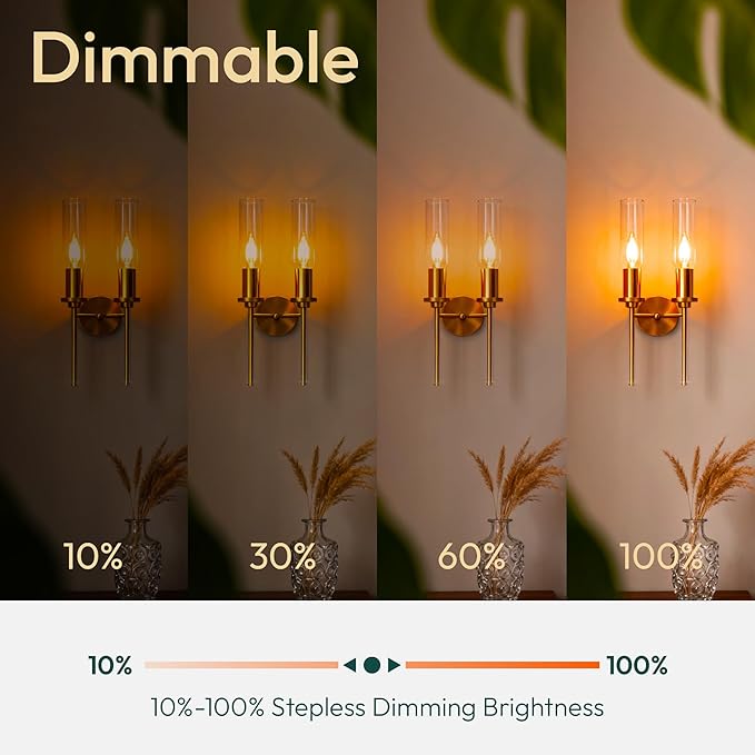 ALAMPEVER E26 LED Bulb 40 Watt, Chandelier Light Bulbs, 2200K Warm White Candelabra LED Bulbs, 24 Pack Candle Light Bulbs