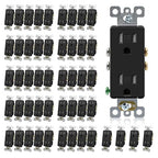 ELEGRP Decorator Wall Receptacle Outlet, Tamper Resistant 15 Amp Standard Electrical Wall Outlet, Residential Grade, Self-grounding, 125V, 2 Pole 3 Wire, 5-15R, UL Listed, Glossy Black, 50 Pack