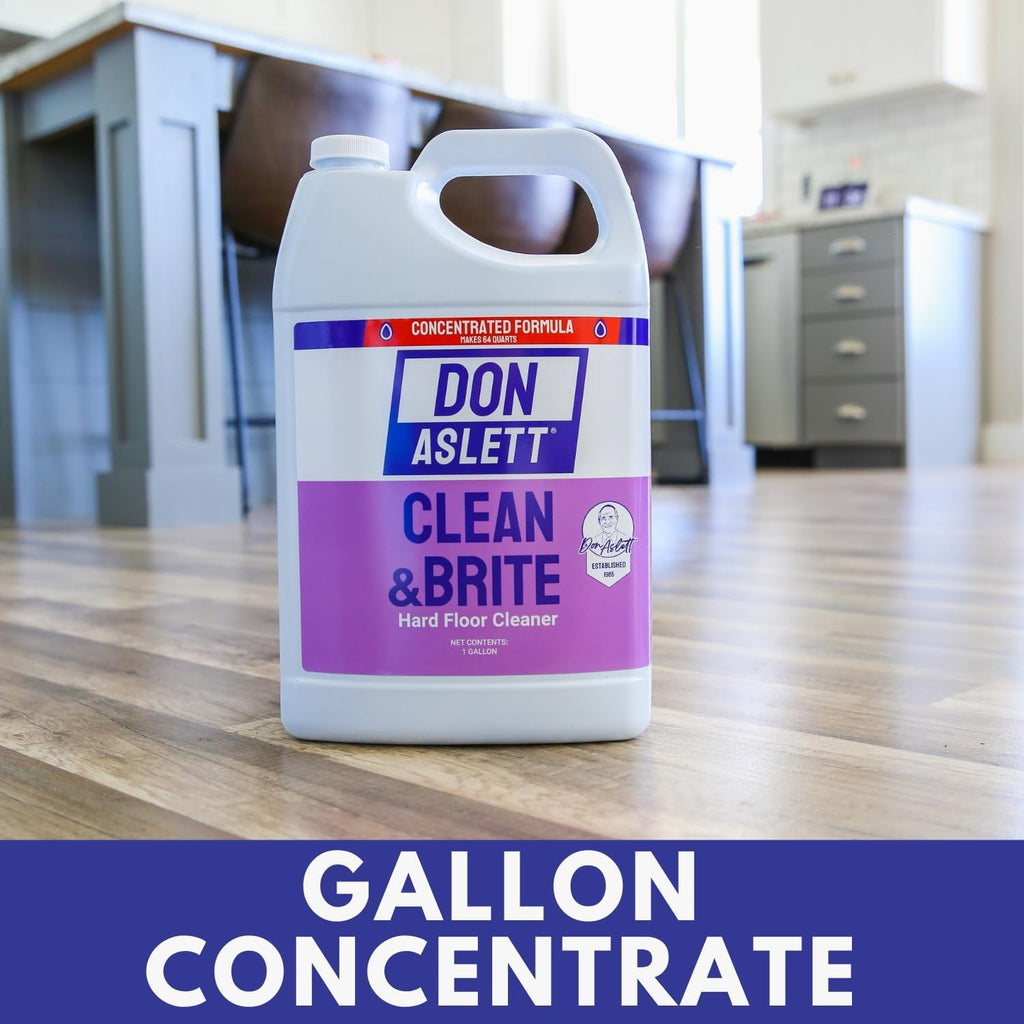 Don Aslett Clean & Brite Concentrate (1 Gallon) Floor Cleaner | Enhance Natural Shine of Hard Flooring | Safe Polish Restorer of Tile, Vinyl, Linoleum, Wood | Prevents Dulling and Damage of Surface