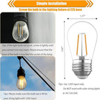 15 Pack Replacement Bulbs for String Lights, 2W S14 Shatterproof Waterproof LED Outdoor Light Bulbs, 2700K Soft White, E26 Base, AC120V, Not Dimmable