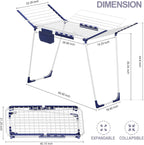 APEXCHASER Clothes Drying Rack Foldable, Drying Rack Clothing Large Space, Winged Laundry Rack with Sock Clips for Hanging Towels Clothes Dress Bedding Indoor Outdoor, White