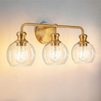 Gold 3-Light Bathroom Vanity Fixture with Clear Glass Shades Modern Wall Lamp Suitable for Bathrooms, Dressing Rooms