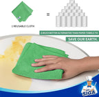 MR.SIGA Microfiber Cleaning Cloths, All-Purpose Microfiber Towels, Streak Free Cleaning Rags, Pack of 12, Green, Size 32 x 32 cm(12.6 x 12.6 inch)