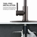 WEWE Black Stainless Kitchen Faucet with Pull Down Sprayer, Single Handle Commercial Modern RV Laundry Stainless Steel Sink Faucet for Rv Kitchen Bar