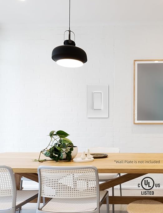 AIDA 3 Way Decorative Light Switch Wall Plate, Electric Switches,15Amp, 120/277 Volt, 3 Way Rocker Switch, Self-Grounding, Residential and Commercial Grade, UL Listed (50, Matte White)