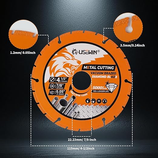 Cut Off Wheels 4 1/2 Inch with 7/8" Arbor, Angle Grinder Cutting Disc, Diamond Cutting Wheel with 5000+ Cuts on INOX, Rebar, Angle Iron and Steel