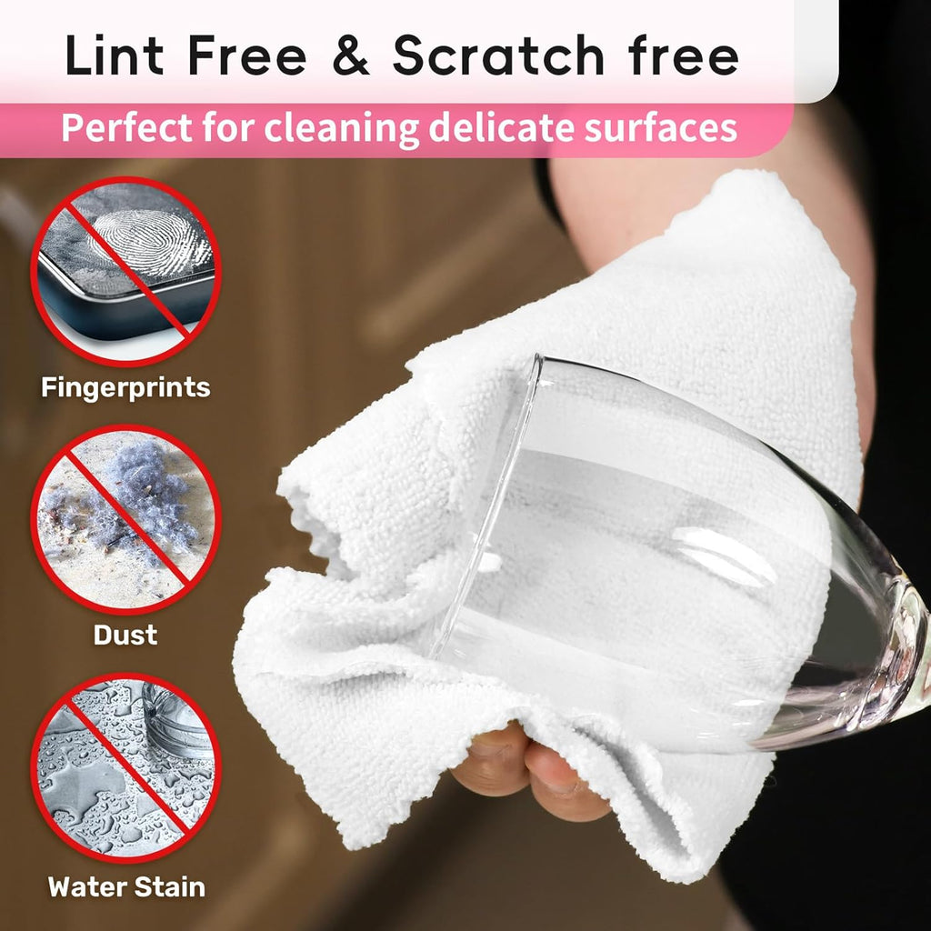 Microfiber Cleaning Cloths Roll, 75 Pack Tear Away Microfiber Towels Roll, 12" x 12" Lint Free Rags, Reusable Cleaning Cloths, Washable, Scratch Free,Ultra Absorbent Dish Rags(White)