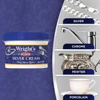 Wright's by Weiman Silver Cleaner and Polish Cream with Polishing Cloth, Ammonia-Free, Gently Clean & Remove Tarnish without Scratching