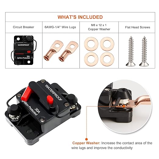 ERAYCO 150 Amp Circuit Breaker with Manual Reset for Car Marine Trolling Motors Boat ATV Manual Power Protect for Audio System Fuse, 12V-48VDC, Waterproof (150A)