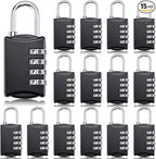 Sadnyy 15 Pcs 4 Digit Combination Locks Combination Padlock Luggage Number Locks Outdoor Waterproof Resettable Padlock for Door Traveling School Gym Locker Suitcases Employee Hasp Storage