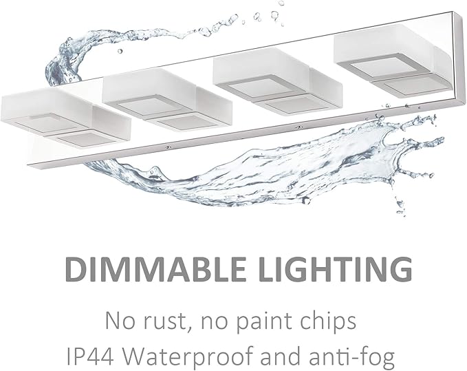 Ralbay Dimmable Bathroom Lights Modern 4 Lights Vanity Lights Fixtures Acrylic Rotable 360° LED Modern Vanity Lighting for Bathroom