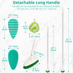 Qaestfy 4-in-1 Shower Scrubber for Tub and Tile, 51'' Long Handle Bathroom Cleaning Brush with Soft & Stiff Bristles, Non-Scratch Cleaner for Bathtub and Floor