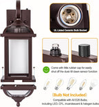 18” Bronze Outdoor Light Fixtures with Dusk to Dawn Sensor 2-Pack, Anti-Rust Aluminum Brown Outside Lights for House Enclosed Bottom Exterior Lighting Scones IP65 Waterproof Wall Lanterns