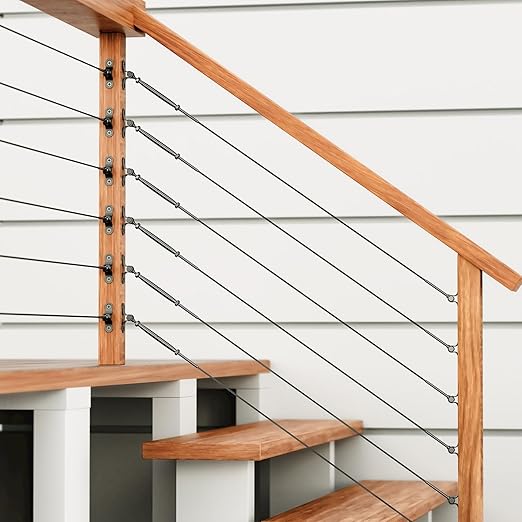 10-Pack Cable Railing Kit T316 Stainless Steel Adjustable Angle Cable Railing Hardware for Wood Posts, Black