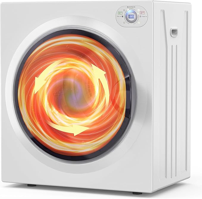 Bonnlo 9LBS Compact Front Load Laundry Dryer, 1400W Stainless Steel Portable Clothes Dryer with LCD Control Panel & Six-Mode Portable Dryer for Apartment, Home, Dorm