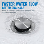 ALEASHA Pop Up Sink Drain Without Overflow, Bathroom Sink Drain Vessel Sink Stopper Pop Up Sink Drain Stopper, Pop Up Drain for Bathroom Sink Drain Strainer for Hair Catcher,Brushed Nickel