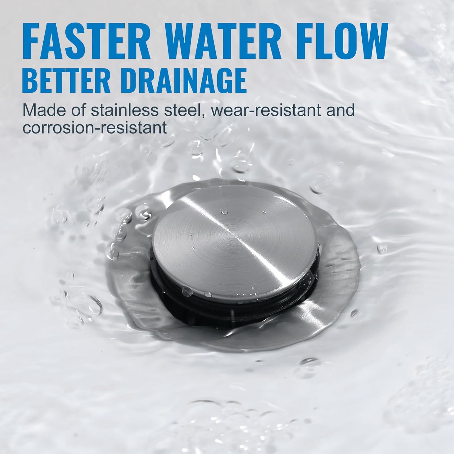 ALEASHA Pop Up Sink Drain Without Overflow, Bathroom Sink Drain Vessel Sink Stopper Pop Up Sink Drain Stopper, Pop Up Drain for Bathroom Sink Drain Strainer for Hair Catcher,Brushed Nickel