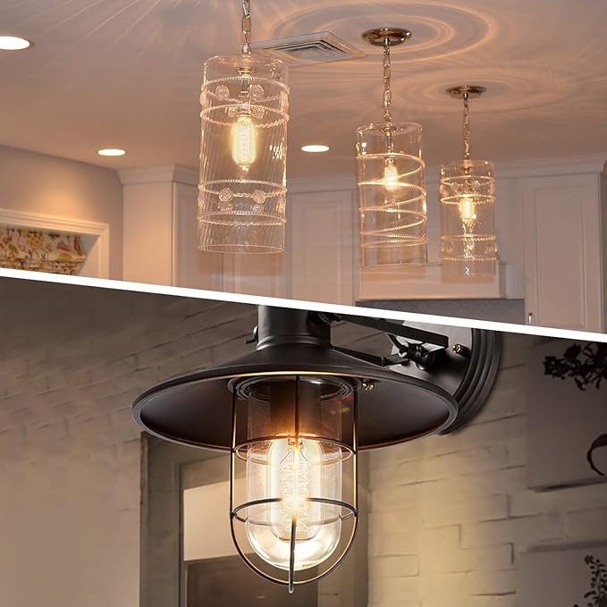 LUXON 6 Pack T45 Edison Bulbs, 40 Watt Antique Vintage E26 Base Dimmable Amber Glass Incandescent Light Bulbs, Warm White 120V Lamp for Home Light Fixtures Decoration, Warll Sconce