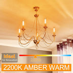 Tubular LED Edison Bulb 2200K Amber Warm Dimmable, 2W, 25 watt Equivalent, E26 LED Light Bulbs, T10 Edison Bulbs for Chandeliers, Ceiling Fan, 90+CRI 250LM, 6 Pack