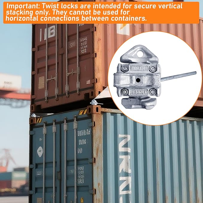 4 pcs Galvanized Heavy Duty Manual Twist Lock for Sea Rail Shipping Container - Casting Steel No Lever Required for Standard Container