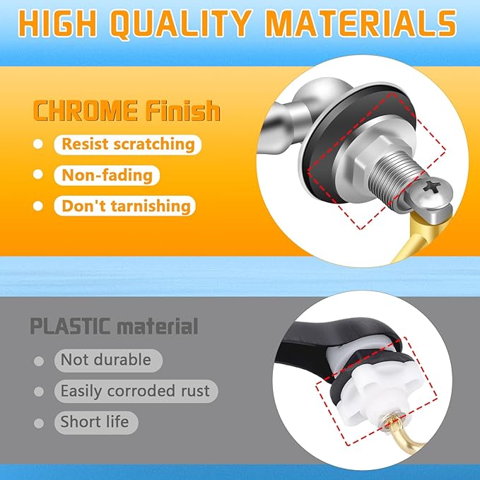 Boltigen Front Mount Toilet Handle, Toilet Trip Lever Handle Replacement with Stainless Steel Flapper Chain, Chrome Finish Universal Toilet Tank Flush Handle Lever for Most Toilets