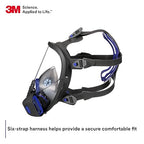 3M Secure Click Full Face Reusable Respirator with Large Lens, Speaking Diaphragm and Push Button Seal Check, FF-802, Painting, Sanding, Chemical Clean-up, Sawing, Medium
