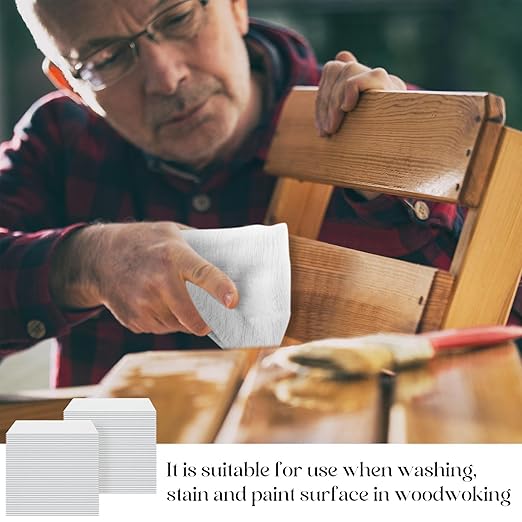 Maxcheck 100 Pcs Sticky Tack Cloth Woodworking Painters Wax and Silicone Free Tack Cloths for Removing Dust Rags Automotive Painting for Automotive, 18 x 36'' (White)