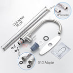 Single Handle High Arc Brushed Nickel Kitchen Faucet Stainless Steel Commercial Single Hole Kitchen Sink Faucet, Modern One Hole Bar Sink Faucet with Deck Plate