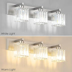 Aipsun Brushed Nickel Vanity Light Bathroom Lighting Fixtures 3 Light Crystal Modern Bathroom Vanity Light (Exclude Bulb)
