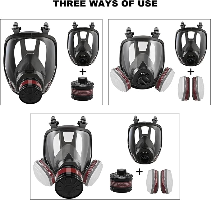Half & Full Face Respirator Mask with Filters, Gas Masks for Construction Work, Paint, Dust, Spray, Welding, Sanding