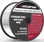 ARCCAPTAIN Stainless Steel MIG Solid Wire ER308L, 030-Diameter 2-Pound Stainless Steel Wire with Low Splatter Compatible With Lincoln Miller Forney Harbor MIG Welder