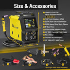 Weldpro Multi-Process Welder Dual Voltage 110V/220V AC/DC, MIG/Flux Core/Stick/High-Frequency TIG with Pulse & Aluminum Balance/Frequency Control Welding Machine Omni 210