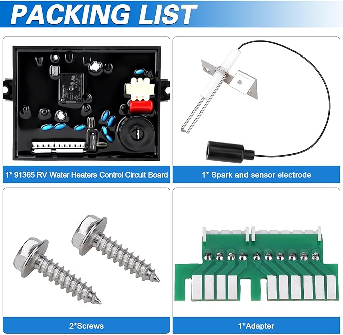 LOCOPOW 91365 93305 RV Water Heater Control Circuit Board Part for Atwood Water Heaters GCH6A-10E GC6AA-10E WH-6GA WH-10GEA Replace 91226 93305, 93851, AT93851 With Igniter Spark & Sensor Electrode