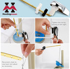 Houtingmaan Toilet Handle Replacement Kit,Toilet Handle Lever for Most Front Mount Toilets, Universal Brass Toliet Flush Handle Lever with Stainless Steel Flapper Chain,Chrome